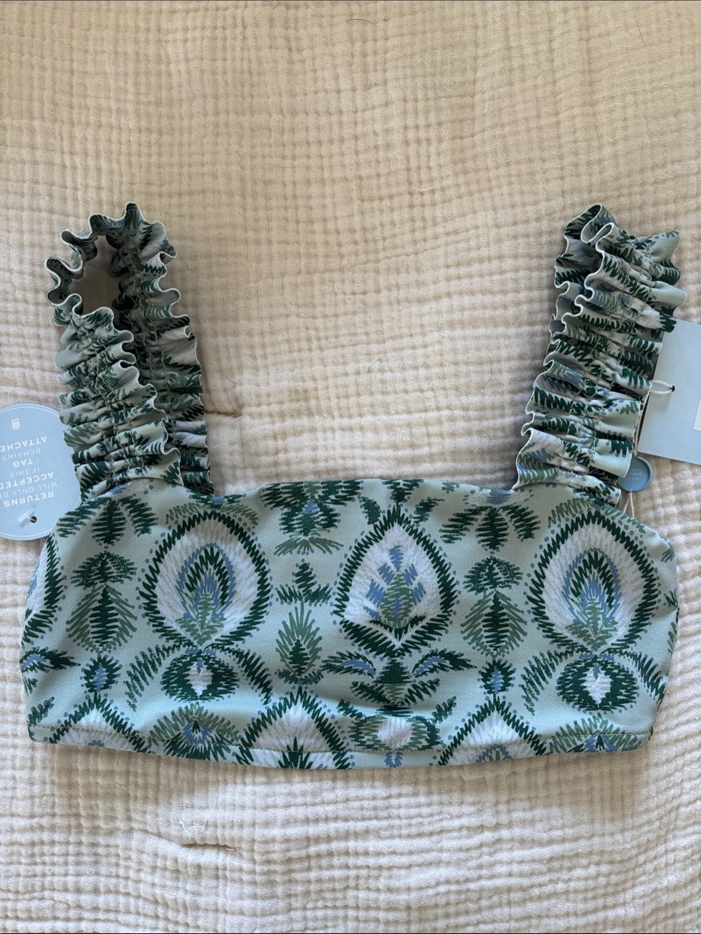 Hill House Home Teagan Bikini Set in green palm ikat size xxs. NWT